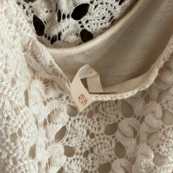 Free People Crochet Bell Sleeve Mini Dress in Cream - Picture 11 of 11
